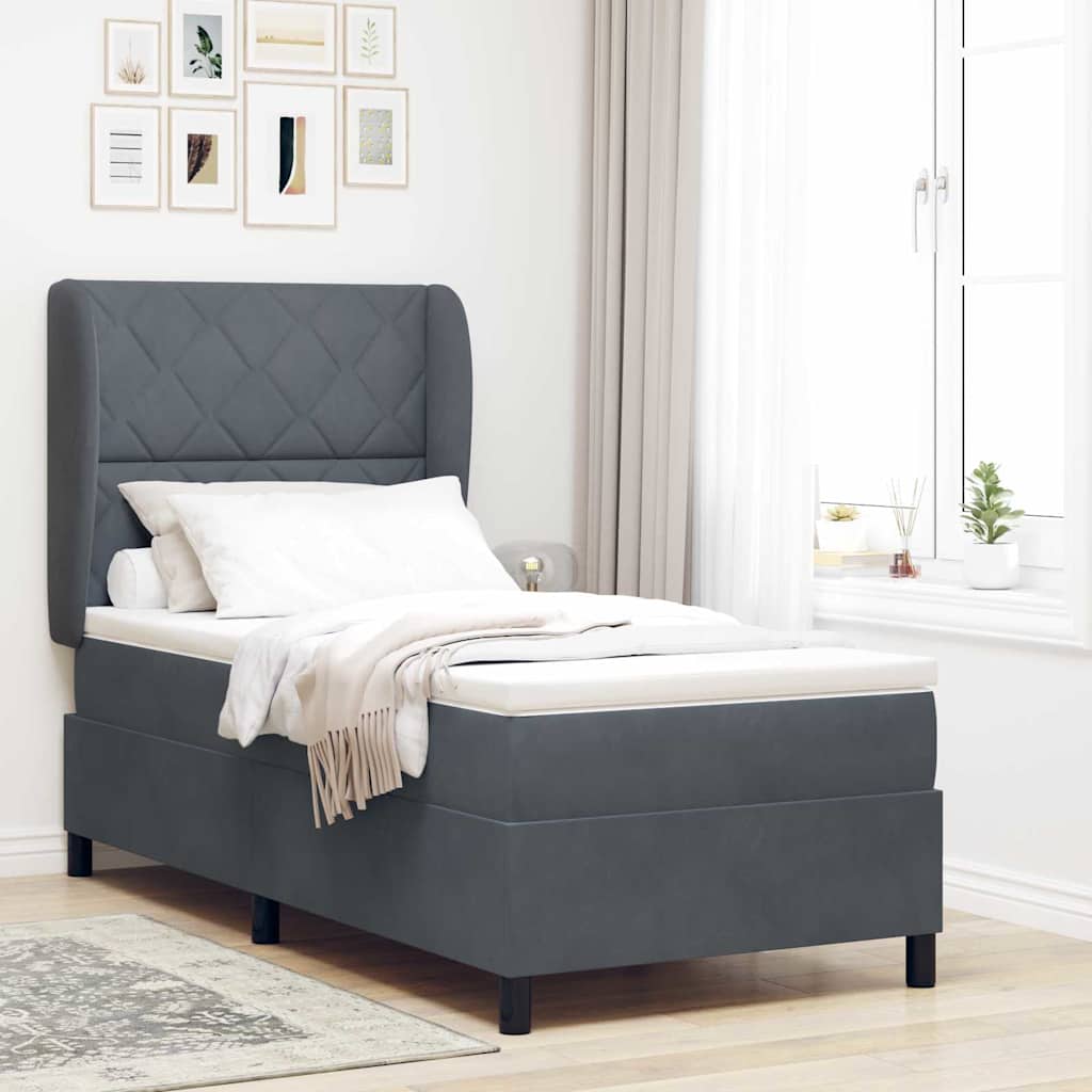 Boxspringbed met matras Donkergrijs 200 x 100 cm Fluweel