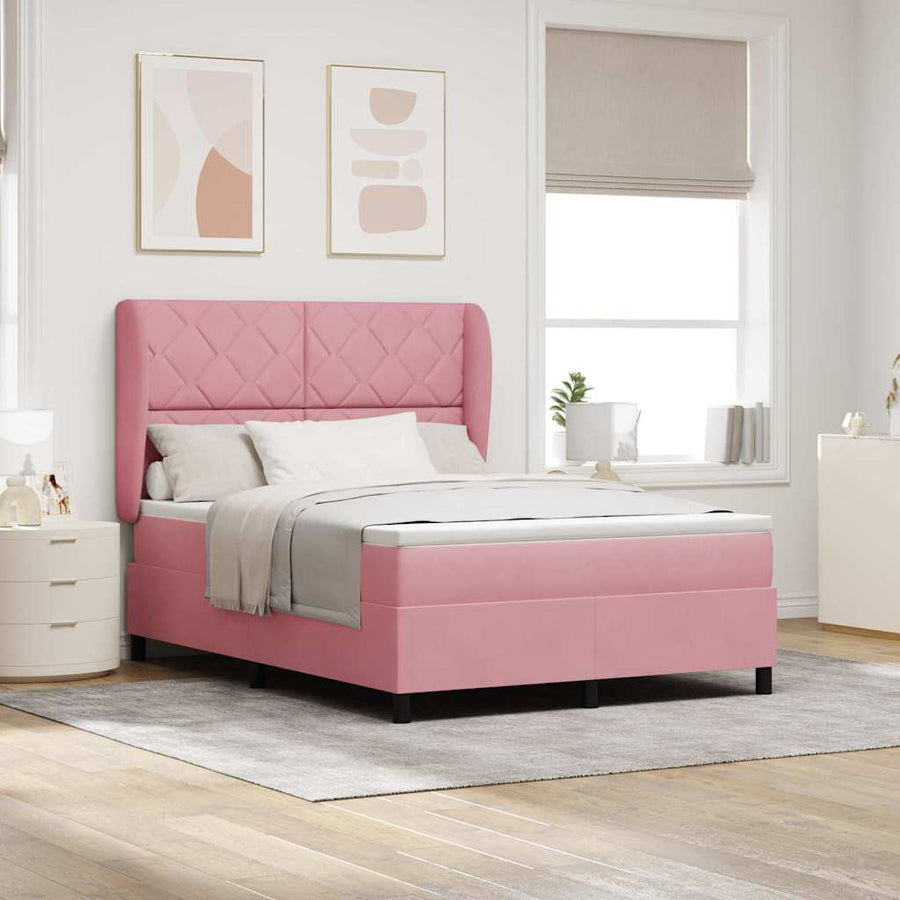 Boxspringbed met hoofdeinde Roze 200 x 140 cm Fluweel