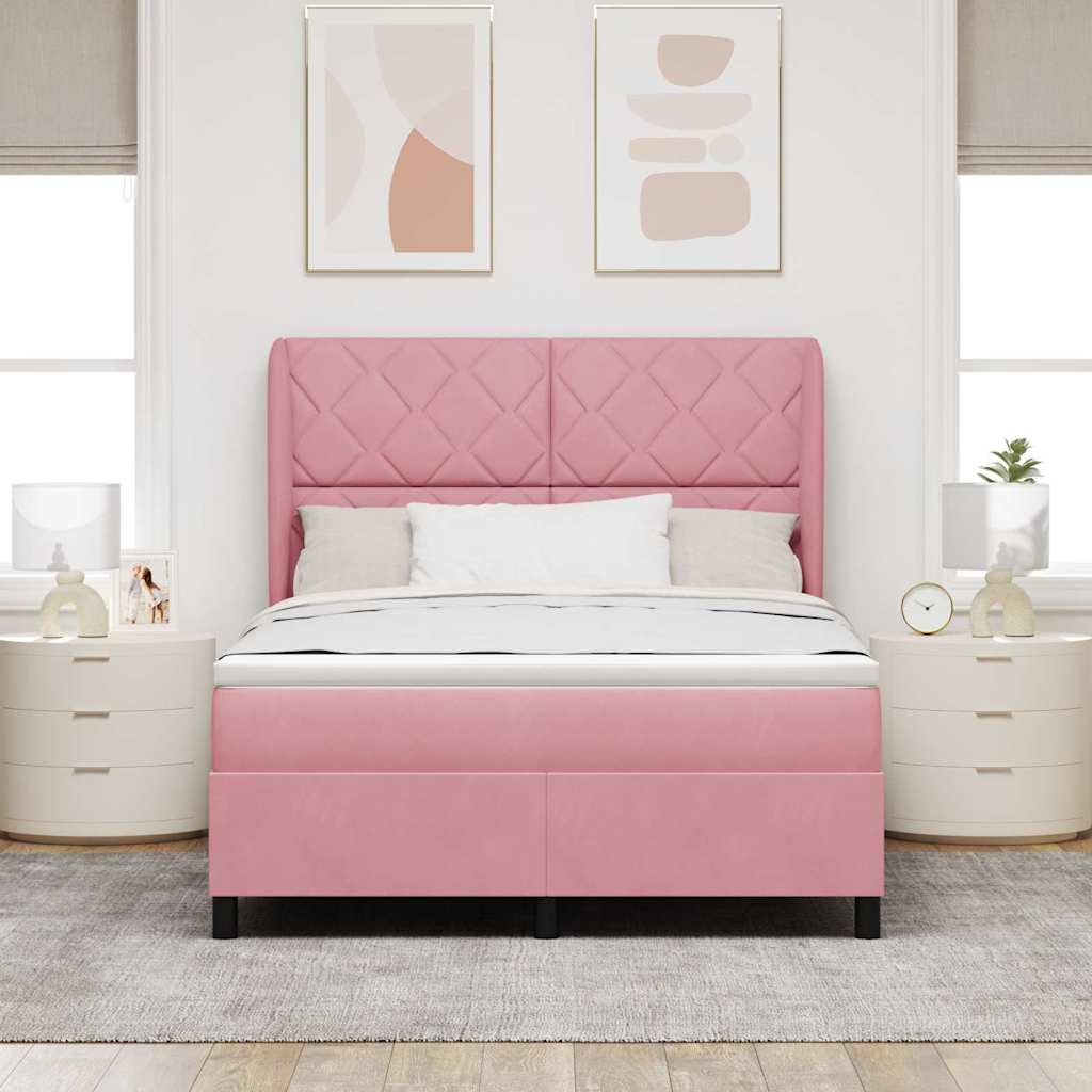 Boxspringbed met hoofdeinde Roze 200 x 140 cm Fluweel