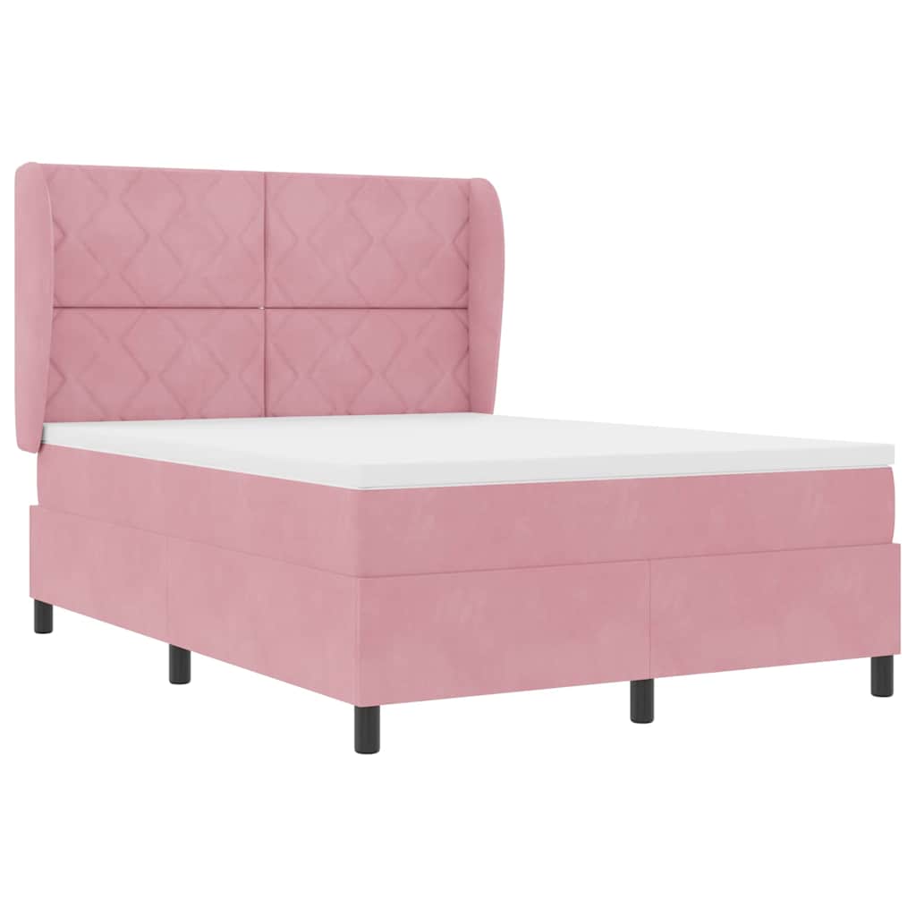 Boxspringbed met hoofdeinde Roze 200 x 140 cm Fluweel