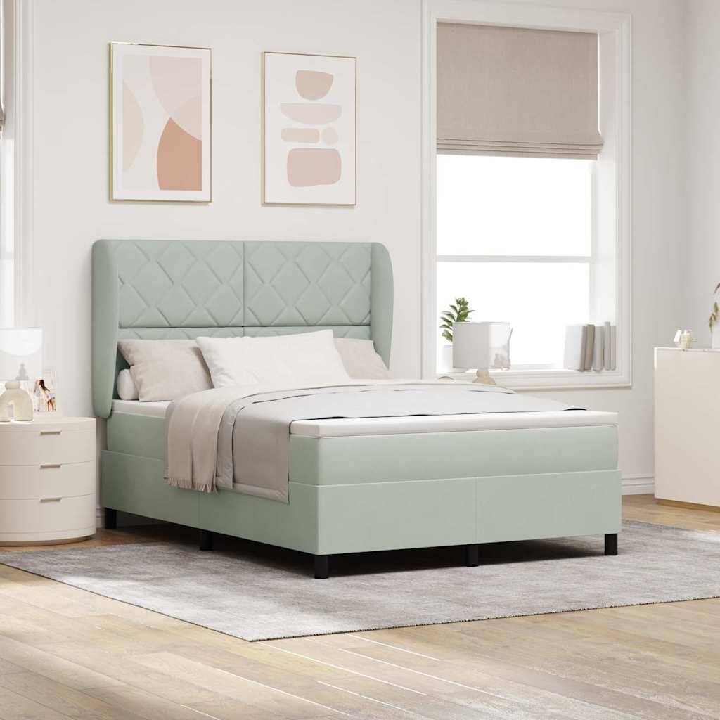 Boxspringbed met hoofdeinde Lichtgrijs 200 x 160 cm Fluweel