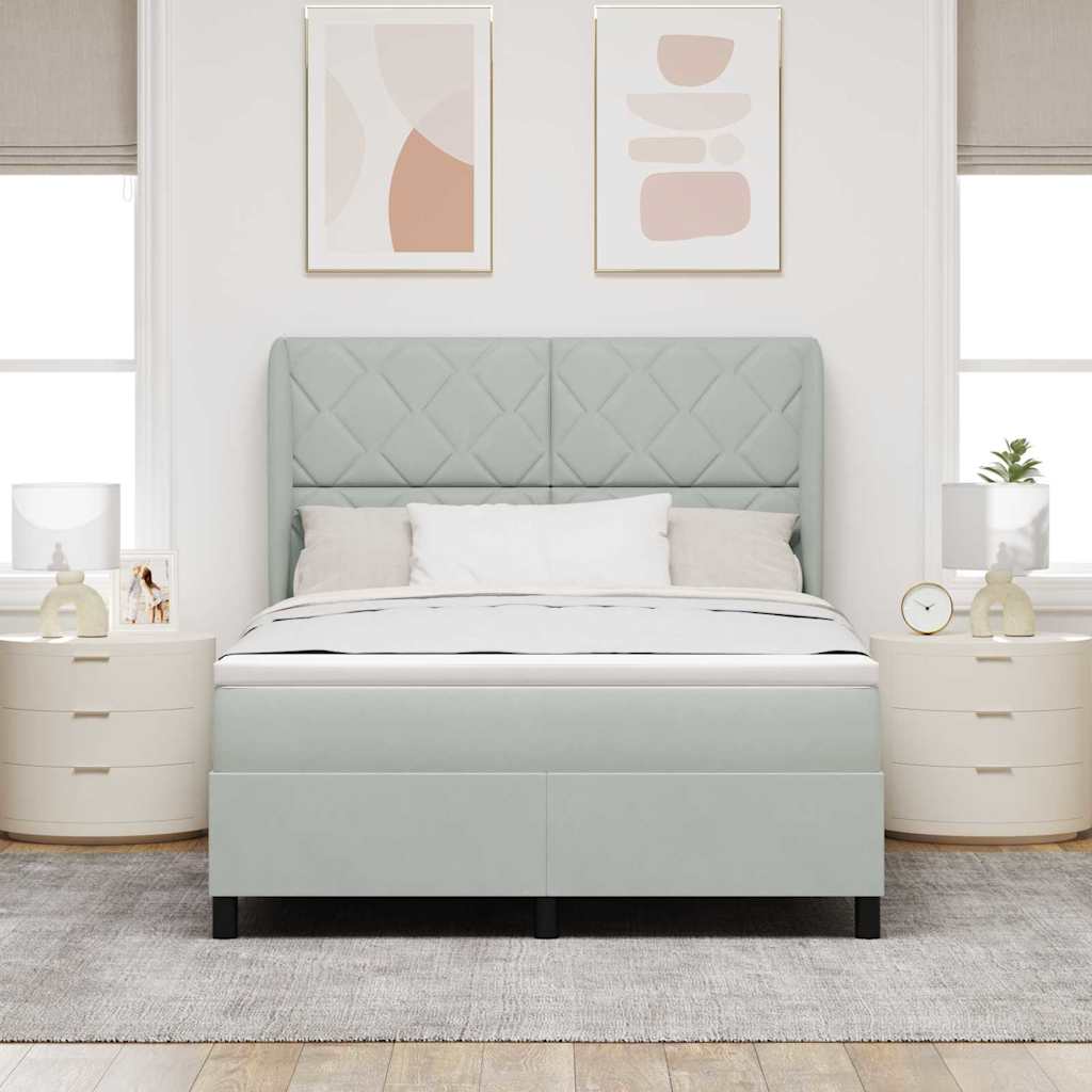 Boxspringbed met hoofdeinde Lichtgrijs 200 x 160 cm Fluweel