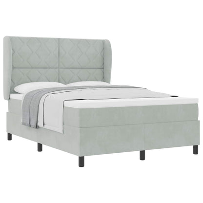 Boxspringbed met hoofdeinde Lichtgrijs 200 x 160 cm Fluweel