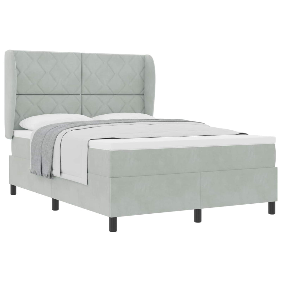 Boxspringbed met hoofdeinde Lichtgrijs 200 x 160 cm Fluweel