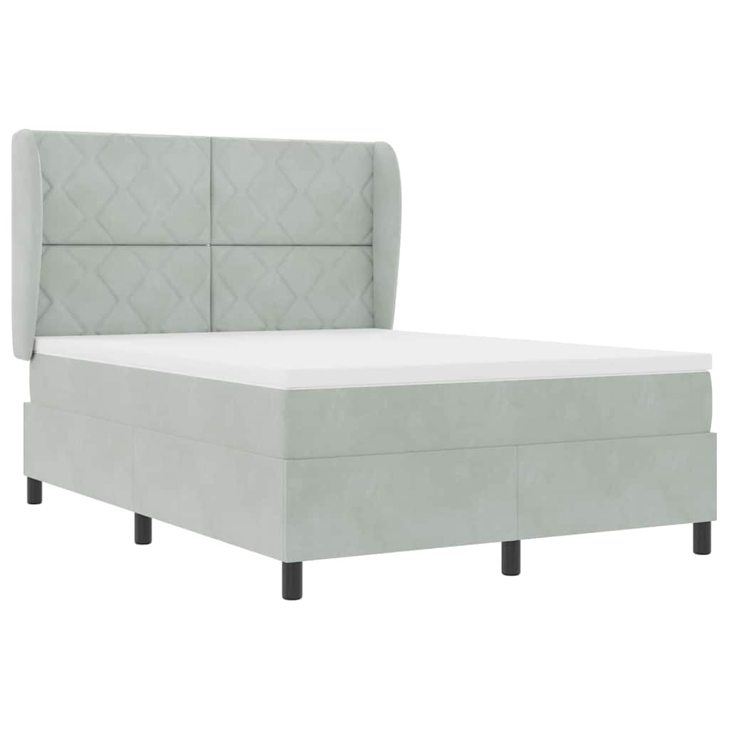 Boxspringbed met hoofdeinde Lichtgrijs 200 x 160 cm Fluweel