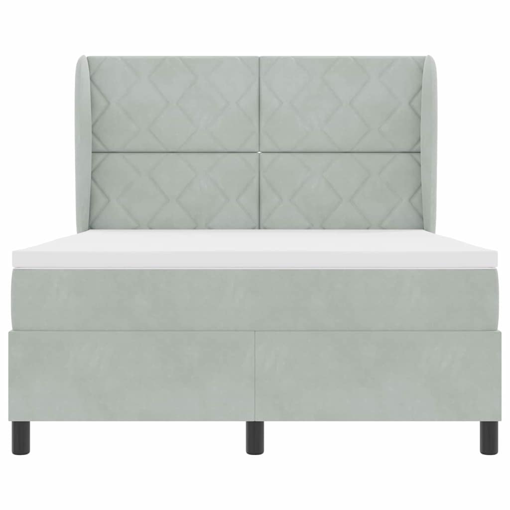 Boxspringbed met hoofdeinde Lichtgrijs 200 x 160 cm Fluweel