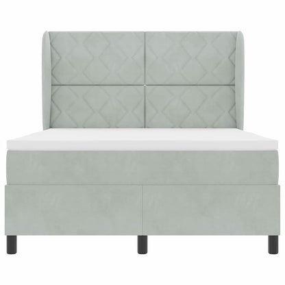 Boxspringbed met hoofdeinde Lichtgrijs 200 x 160 cm Fluweel