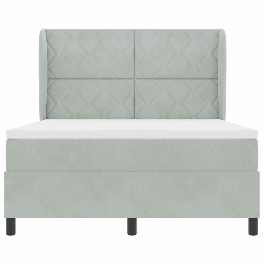 Boxspringbed met hoofdeinde Lichtgrijs 200 x 160 cm Fluweel