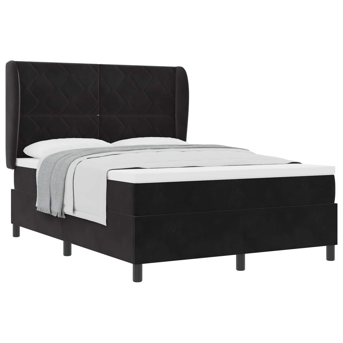 Boxspringbed met hoofdeinde Zwart 200 x 160 cm Fluweel