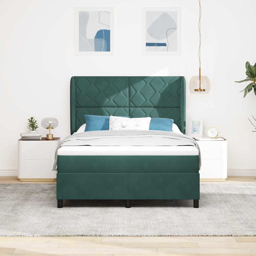 Boxspringbed met hoofdeinde Donkergroen 200 x 160 cm Fluweel