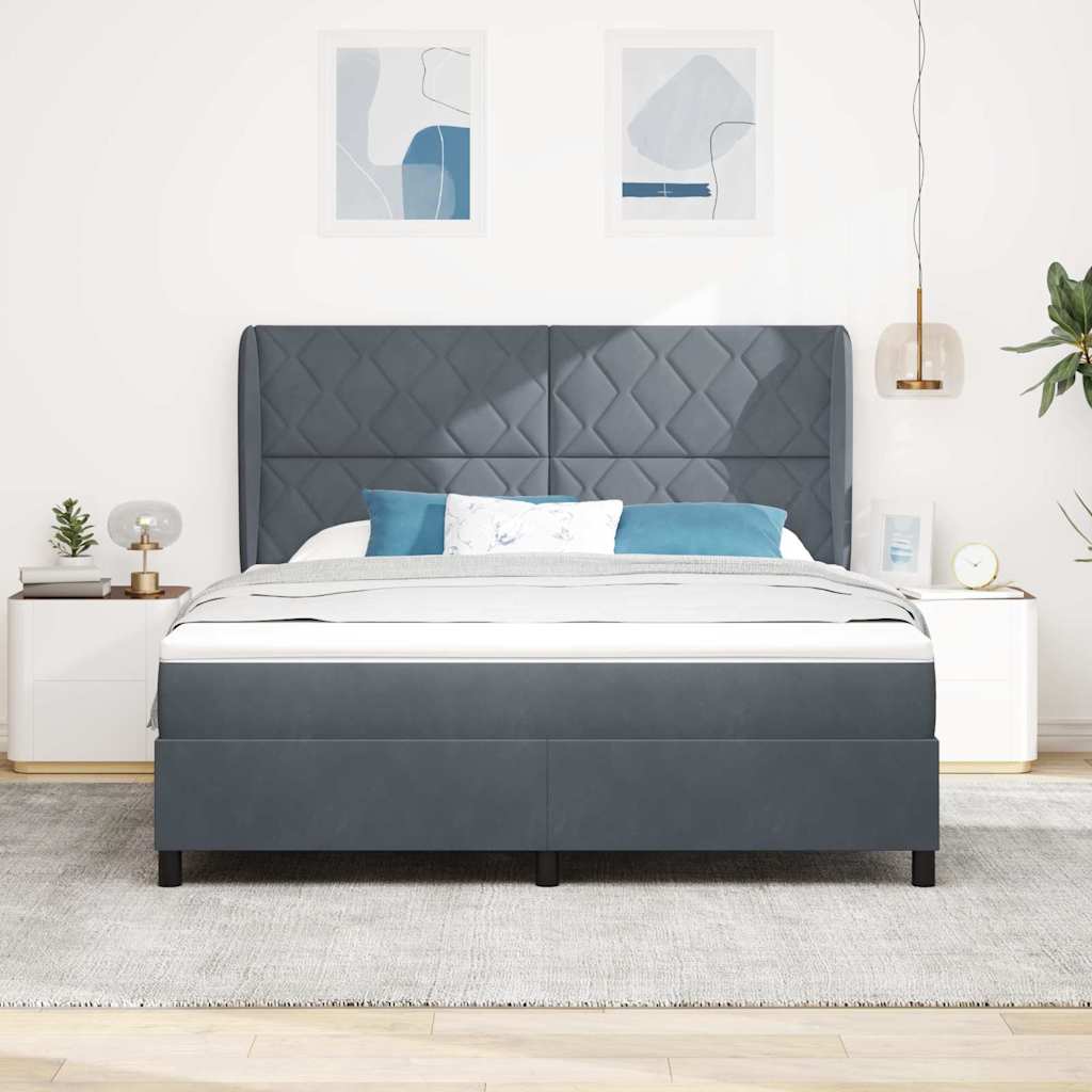 Boxspringbed met matras Donkergrijs 200 x 180 cm Fluweel