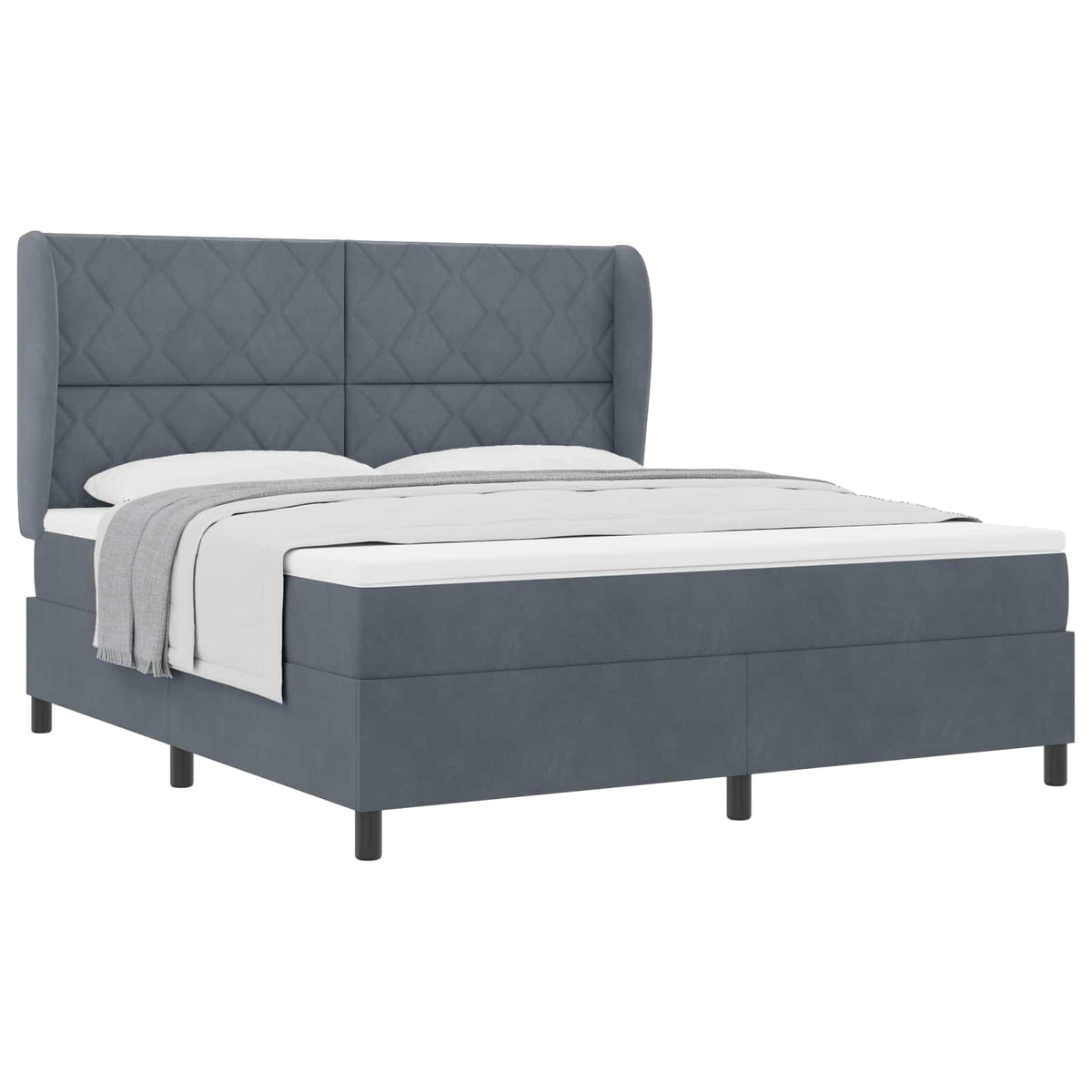 Boxspringbed met matras Donkergrijs 200 x 180 cm Fluweel