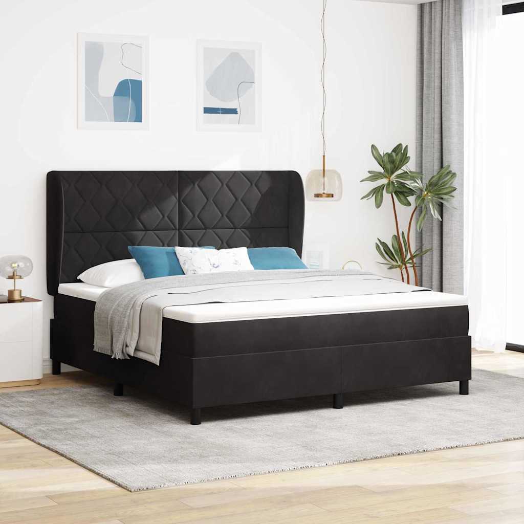 Boxspringbed met hoofdeinde Zwart 200 x 180 cm Fluweel