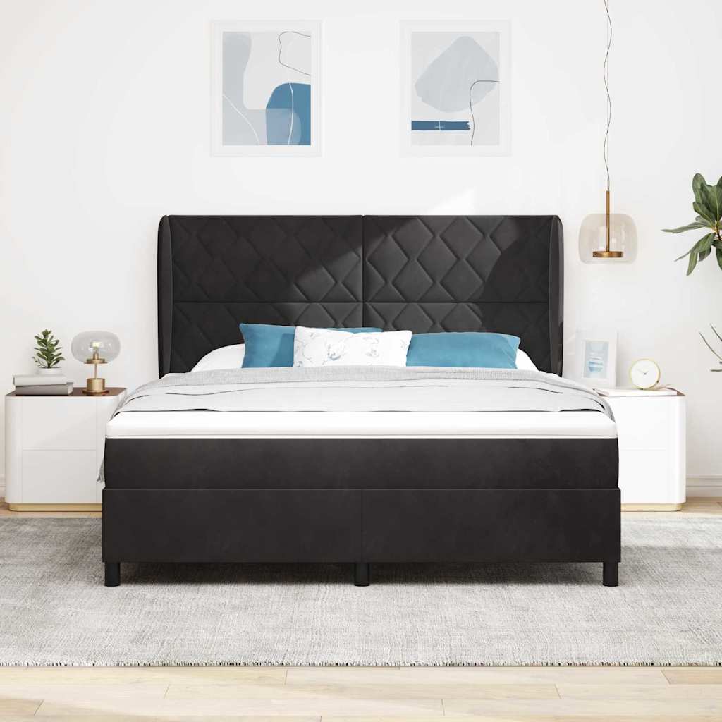 Boxspringbed met hoofdeinde Zwart 200 x 180 cm Fluweel