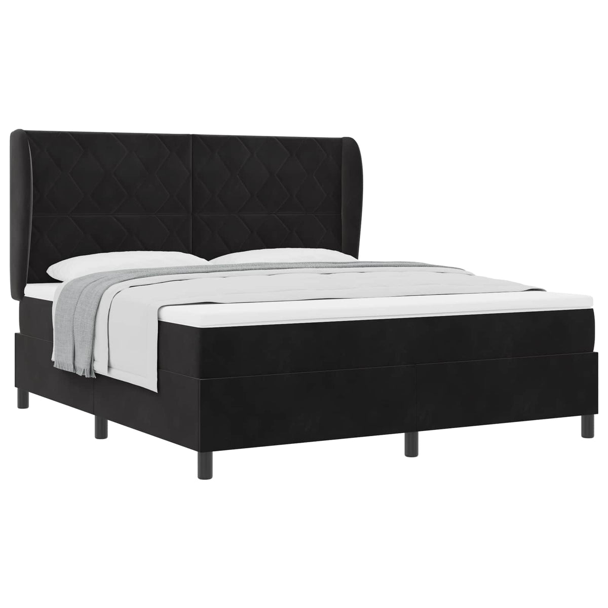 Boxspringbed met hoofdeinde Zwart 200 x 180 cm Fluweel