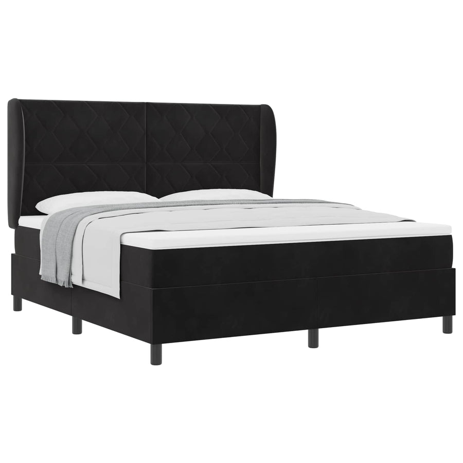 Boxspringbed met hoofdeinde Zwart 200 x 180 cm Fluweel