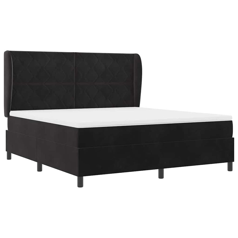 Boxspringbed met hoofdeinde Zwart 200 x 180 cm Fluweel