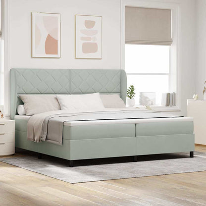 Boxspringbed met hoofdeinde Lichtgrijs 200 x 200 cm Fluweel