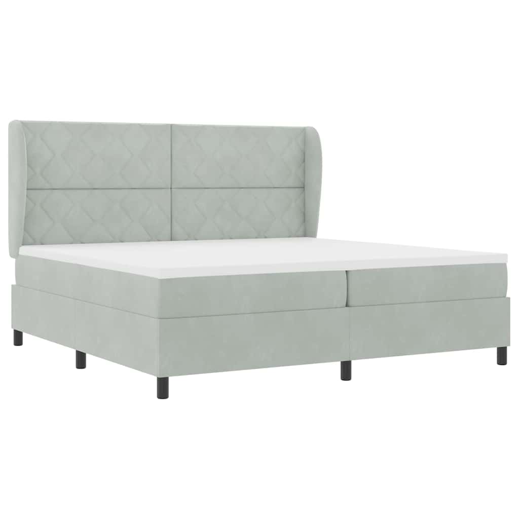 Boxspringbed met hoofdeinde Lichtgrijs 200 x 200 cm Fluweel
