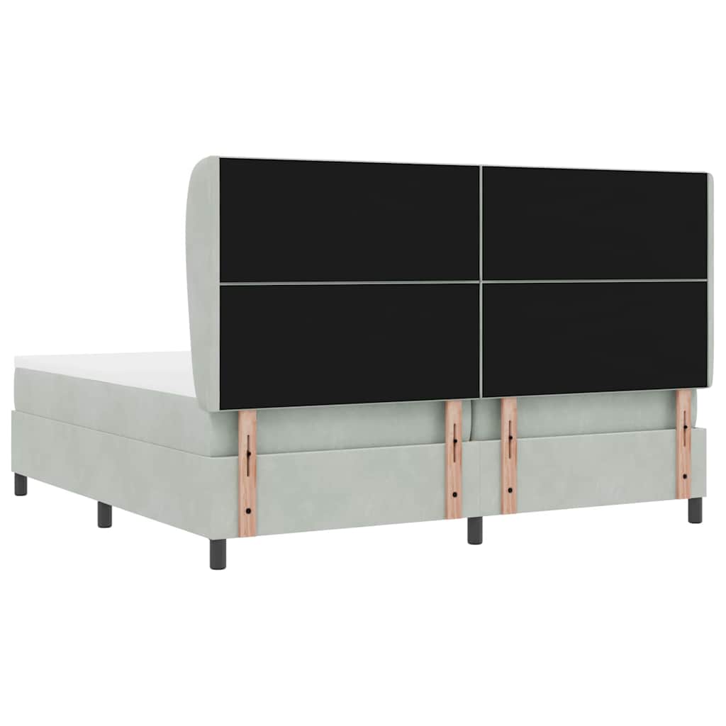 Boxspringbed met hoofdeinde Lichtgrijs 200 x 200 cm Fluweel