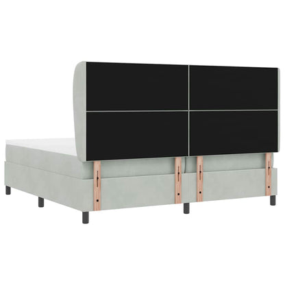 Boxspringbed met hoofdeinde Lichtgrijs 200 x 200 cm Fluweel