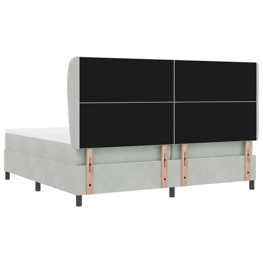 Boxspringbed met hoofdeinde Lichtgrijs 200 x 200 cm Fluweel