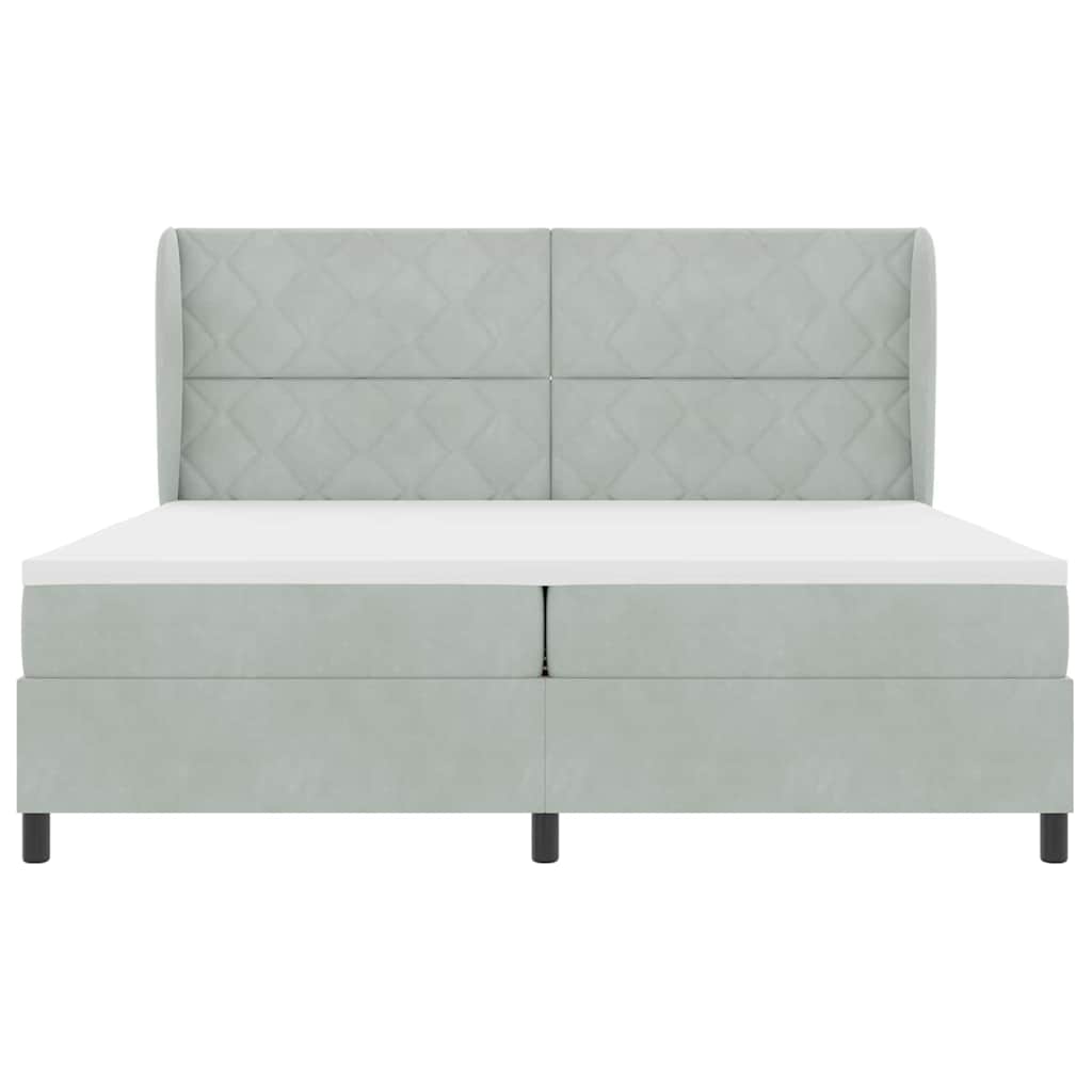 Boxspringbed met hoofdeinde Lichtgrijs 200 x 200 cm Fluweel