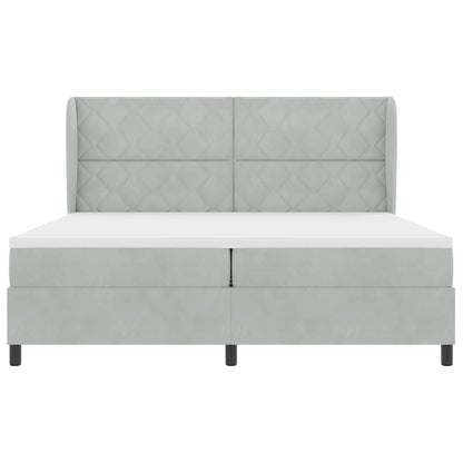 Boxspringbed met hoofdeinde Lichtgrijs 200 x 200 cm Fluweel