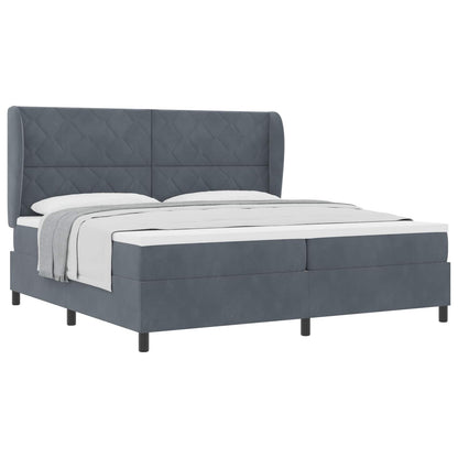 Boxspringbed met hoofdeinde Donkergrijs 200 x 200 cm Fluweel