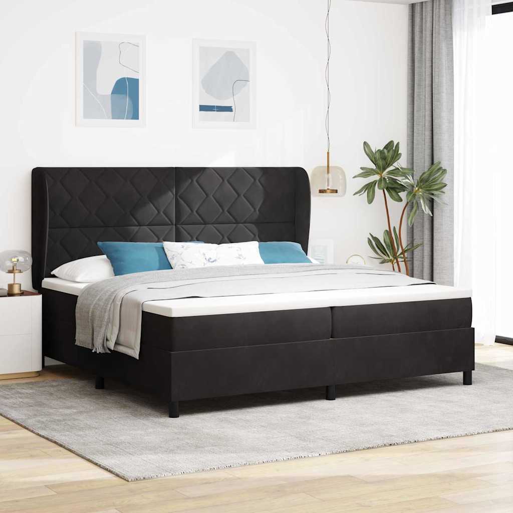 Boxspringbed met hoofdeinde Zwart 200 x 200 cm Fluweel
