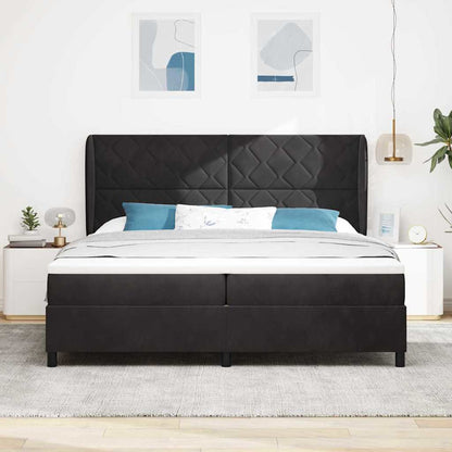 Boxspringbed met hoofdeinde Zwart 200 x 200 cm Fluweel