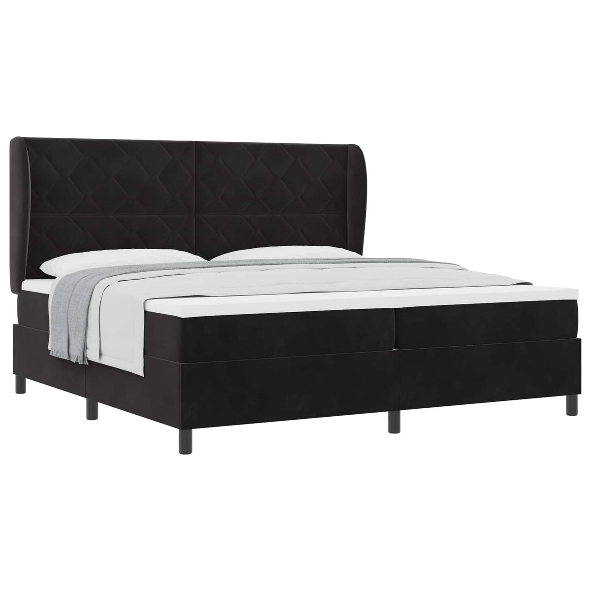 Boxspringbed met hoofdeinde Zwart 200 x 200 cm Fluweel