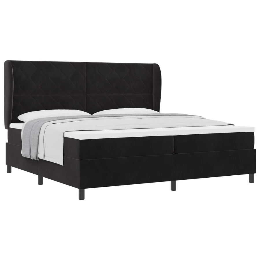 Boxspringbed met hoofdeinde Zwart 200 x 200 cm Fluweel