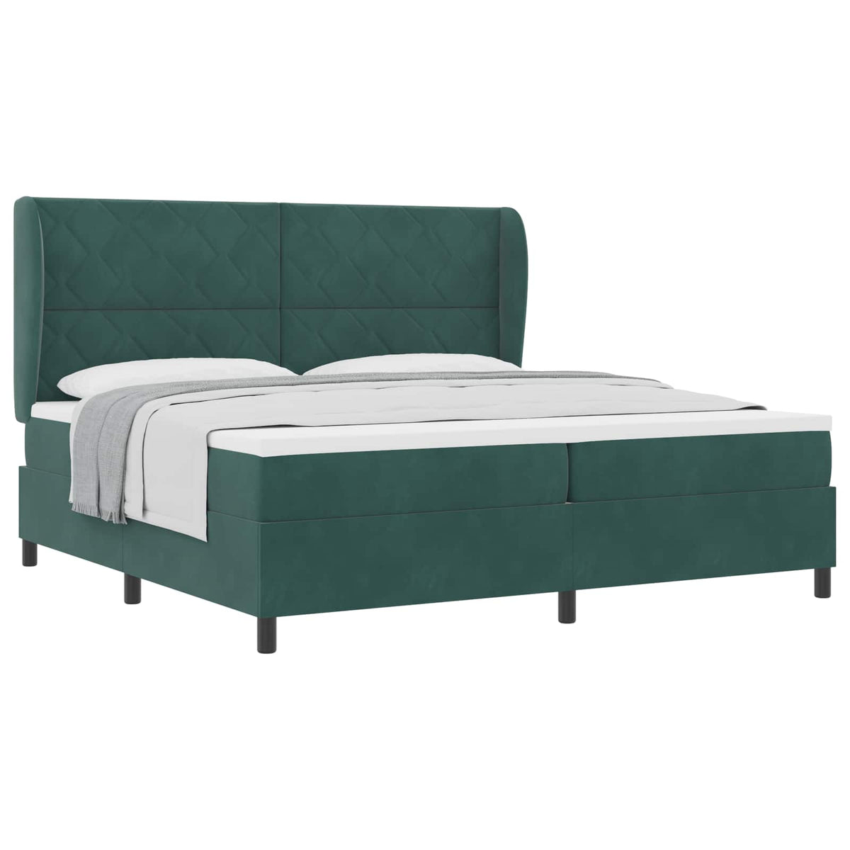 Boxspringbed met hoofdeinde Donkergroen 200 x 200 cm Fluweel