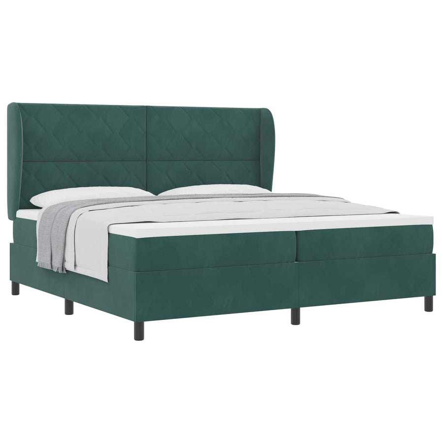 Boxspringbed met hoofdeinde Donkergroen 200 x 200 cm Fluweel