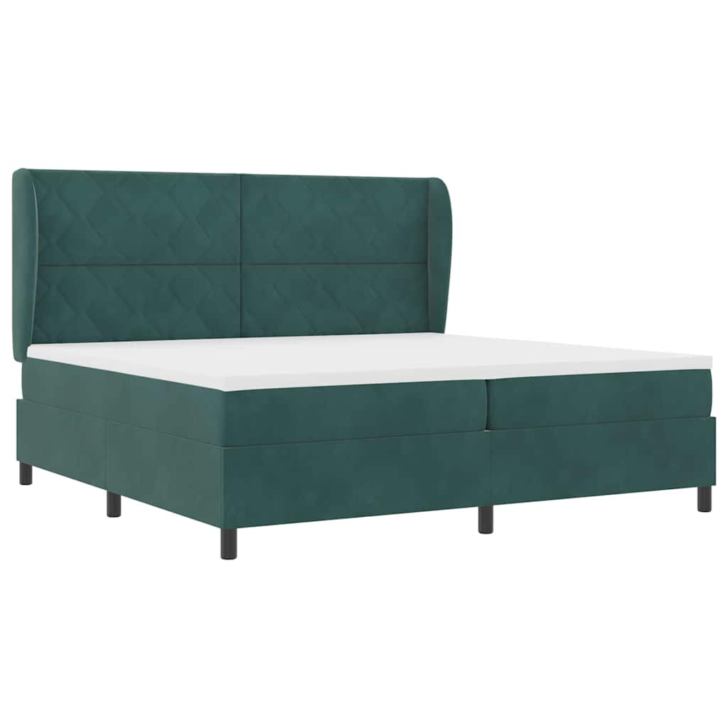 Boxspringbed met hoofdeinde Donkergroen 200 x 200 cm Fluweel