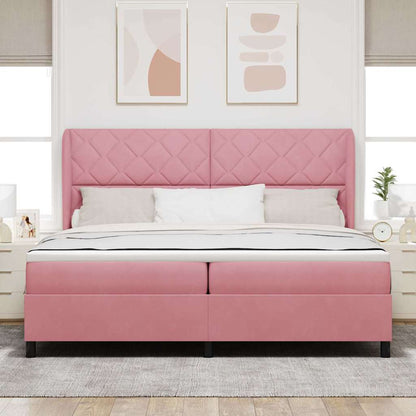 Boxspringbed met hoofdeinde Roze 200 x 200 cm Fluweel