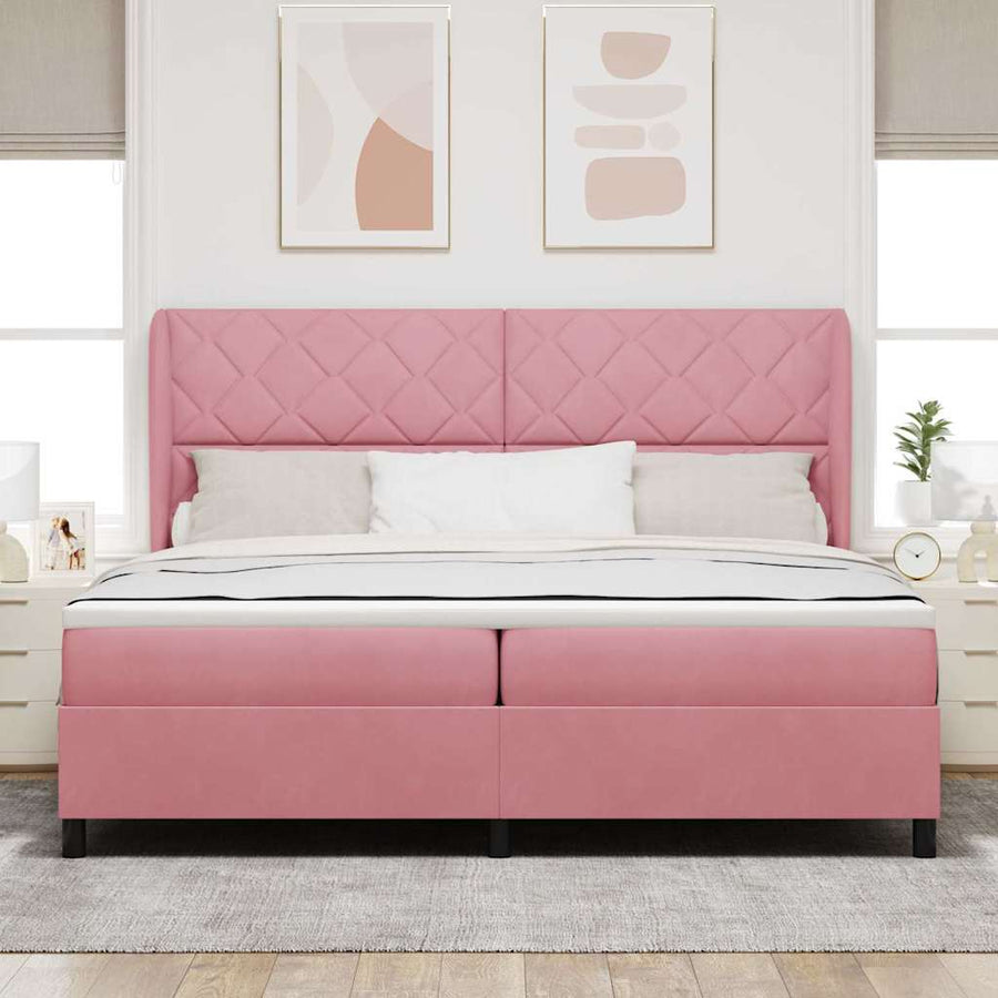 Boxspringbed met hoofdeinde Roze 200 x 200 cm Fluweel