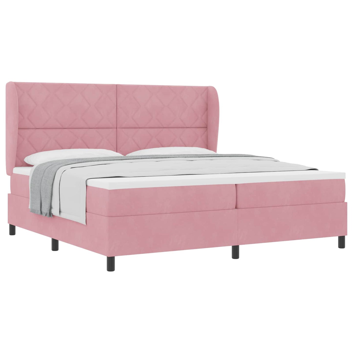 Boxspringbed met hoofdeinde Roze 200 x 200 cm Fluweel
