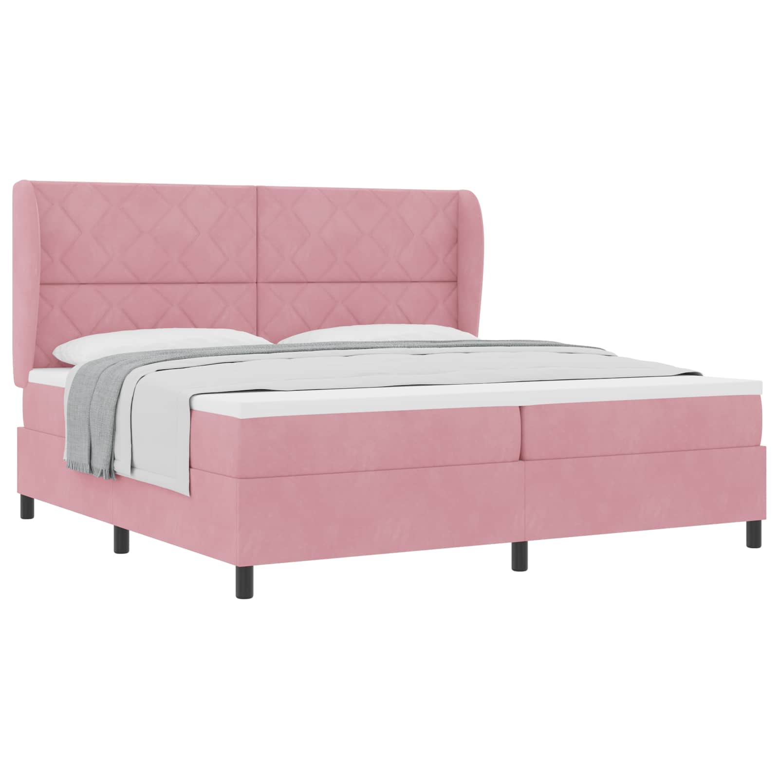 Boxspringbed met hoofdeinde Roze 200 x 200 cm Fluweel