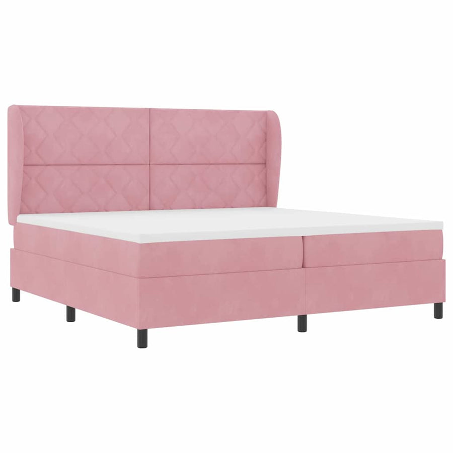Boxspringbed met hoofdeinde Roze 200 x 200 cm Fluweel