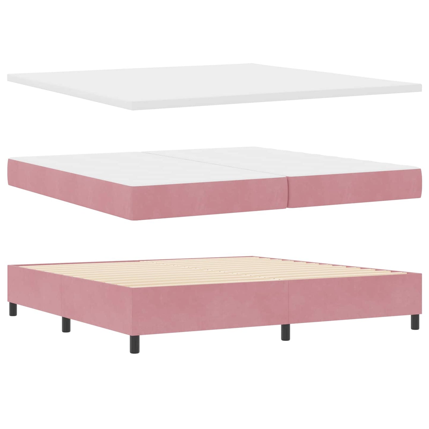 Boxspringbed met hoofdeinde Roze 200 x 200 cm Fluweel