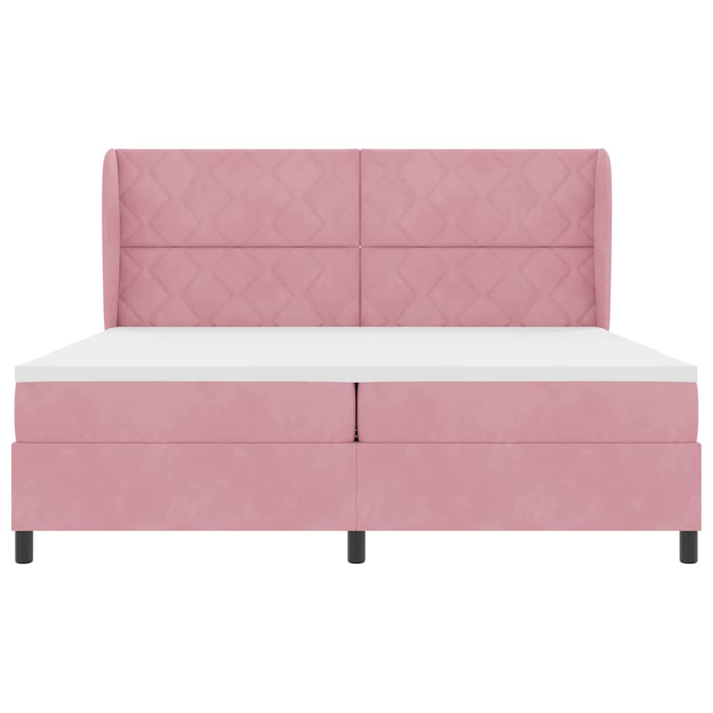 Boxspringbed met hoofdeinde Roze 200 x 200 cm Fluweel