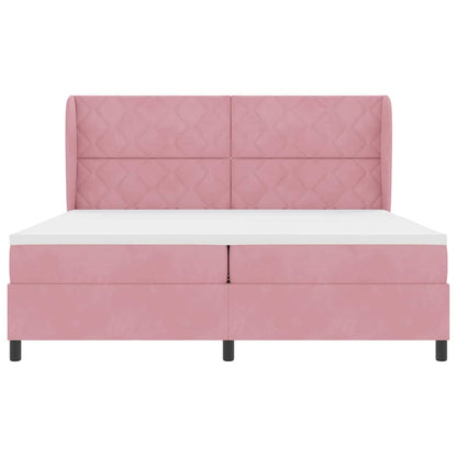 Boxspringbed met hoofdeinde Roze 200 x 200 cm Fluweel