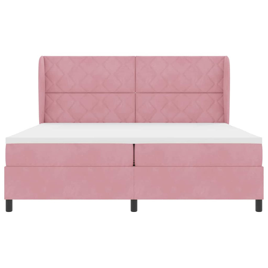 Boxspringbed met hoofdeinde Roze 200 x 200 cm Fluweel