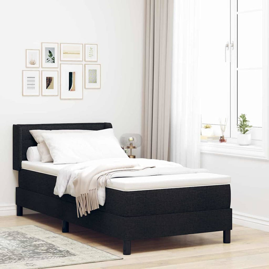 Boxspring bed met hoofdeinde Zwart 80 x 200 cm Stof en Foam