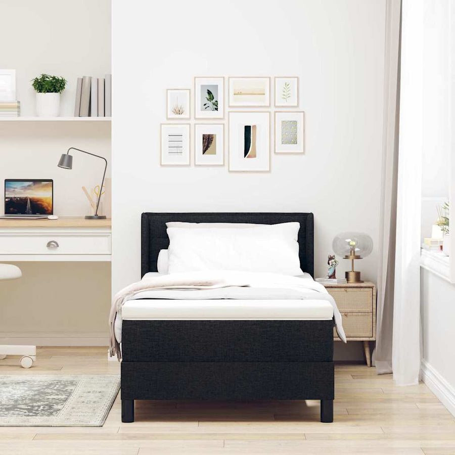 Boxspring bed met hoofdeinde Zwart 80 x 200 cm Stof en Foam