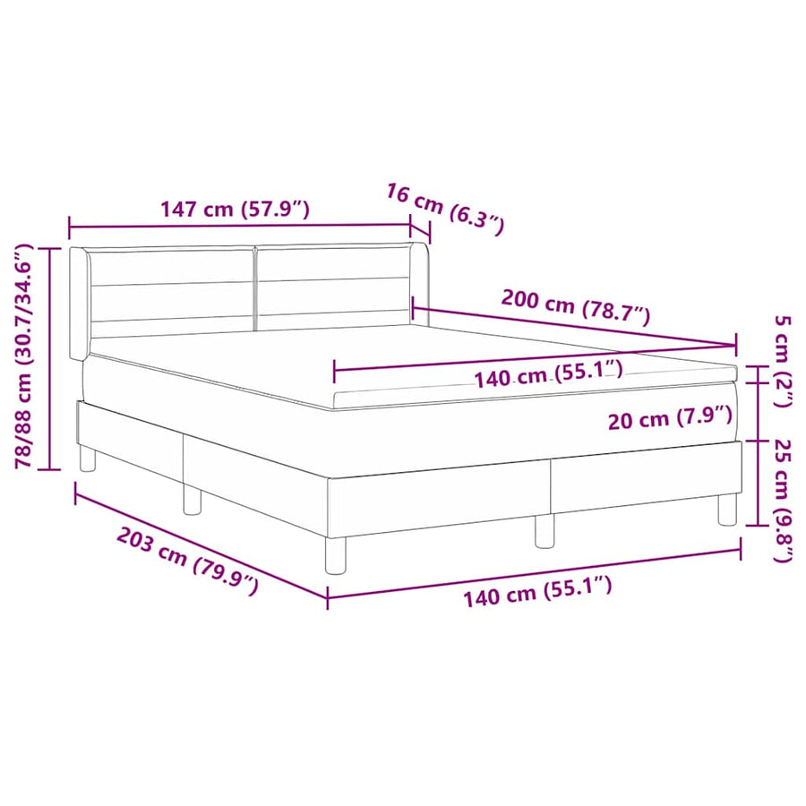 Boxspringbed met matras met matras Taupe 140 x 200 cm