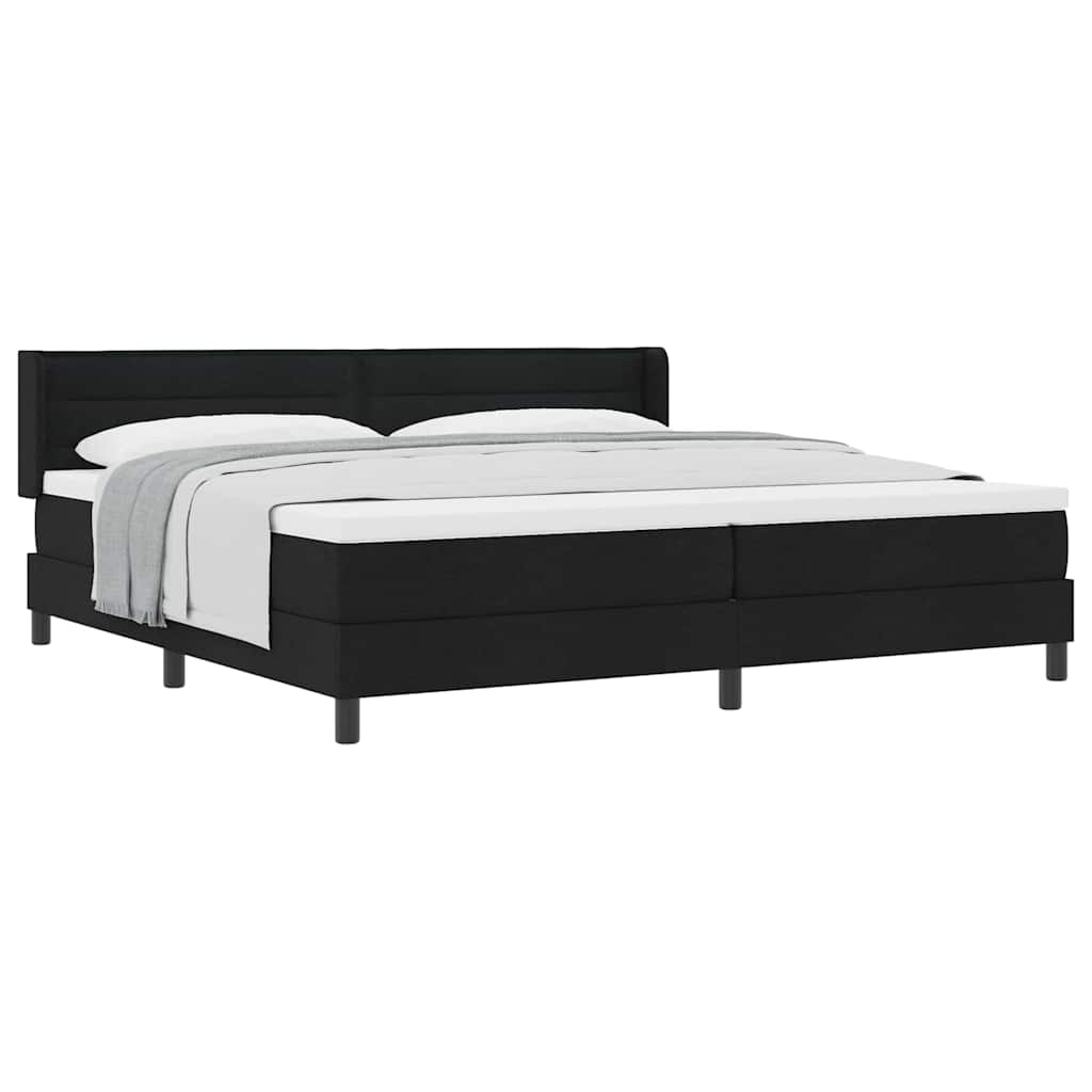 Boxspring bed met hoofdeinde Zwart 200 x 200 cm Stof en Foam