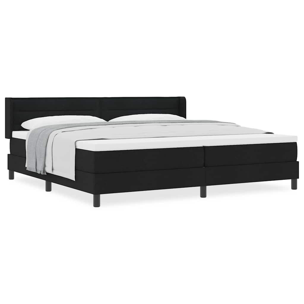 Boxspring bed met hoofdeinde Zwart 200 x 200 cm Stof en Foam